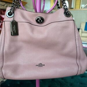 Coach Edie Turn lock Blush Pink Leather Shoulder Bag